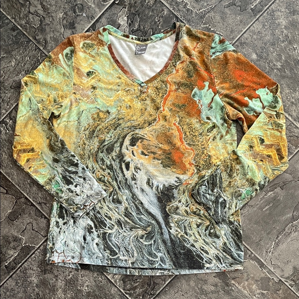 SIMPLY ART BY DOLCEZZA Ladies Vibrant Abstract Shirt Avant Garde Boho Indie